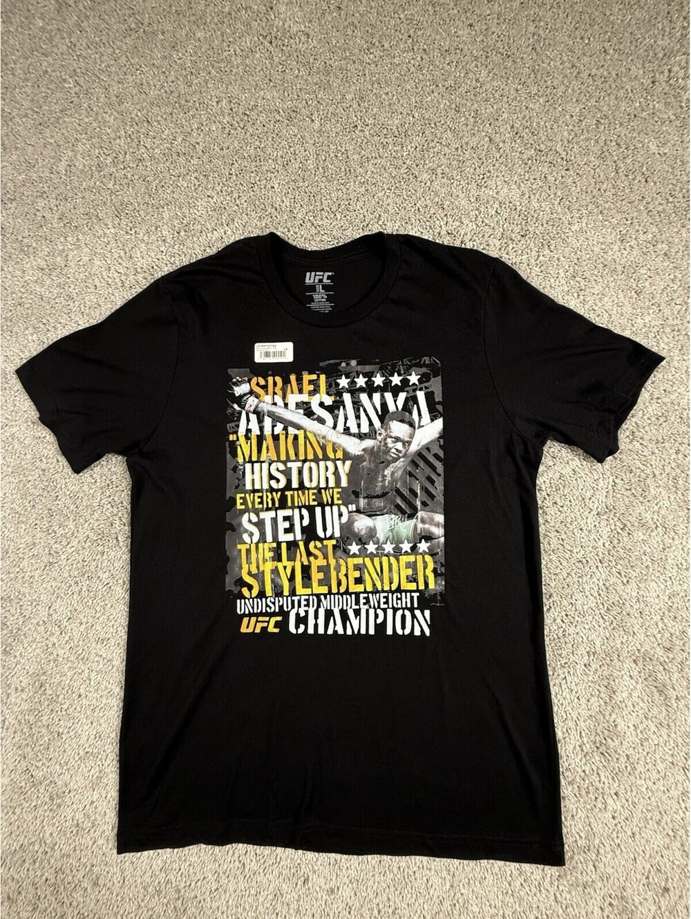 NWT Israel Adesanya UFC Champion T-Shirt Men’s Large Black MMA Fighter
